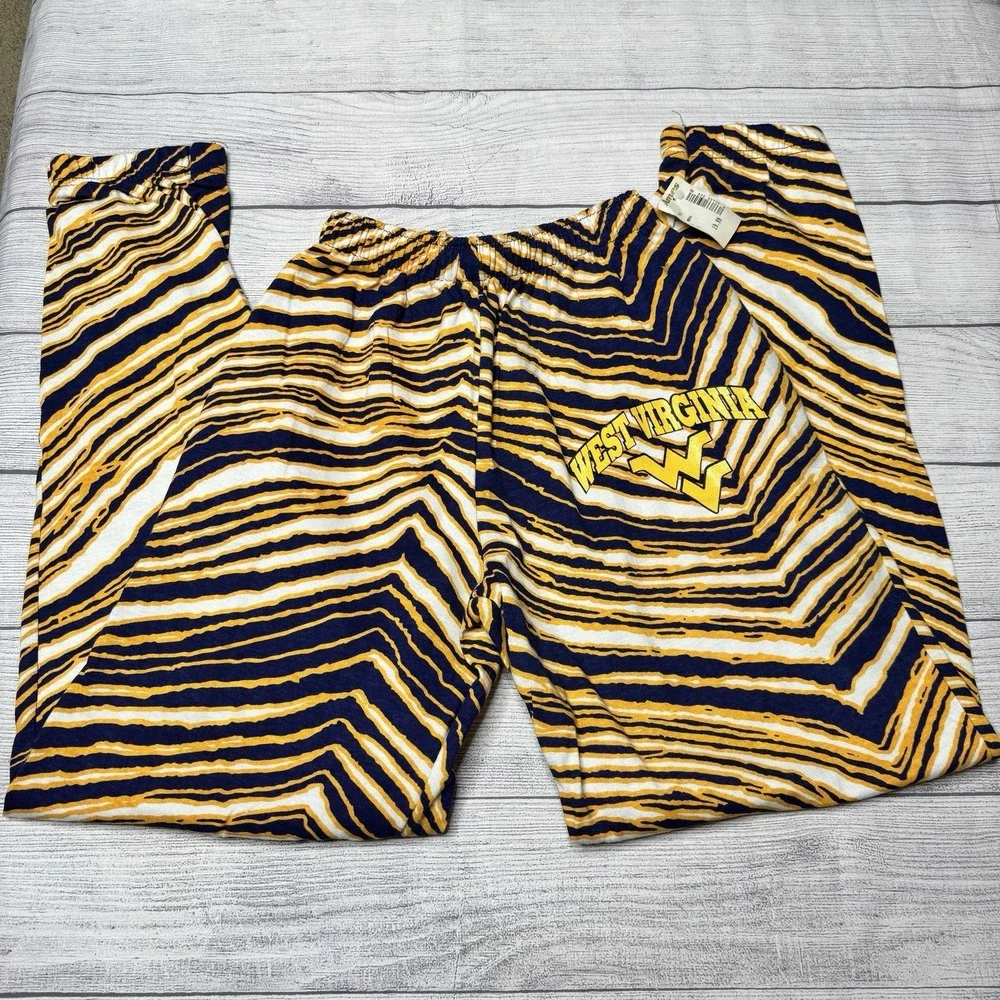 Boxer Rebellion Vintage Comfort Pants Mens Small Blue Gold Tiger Stripe WVU‎ NWT